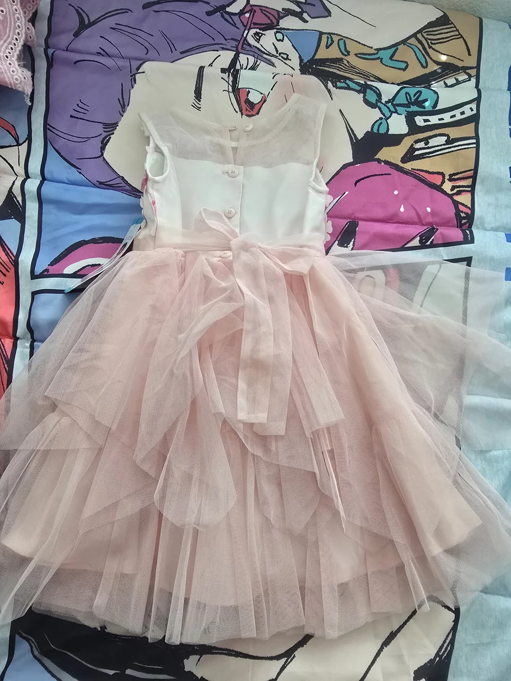 Girls Pink Floral Tulle Party Dress